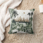 Lebendige Skyline umrandet von grünen Pflanzen クッション (ブランケット)