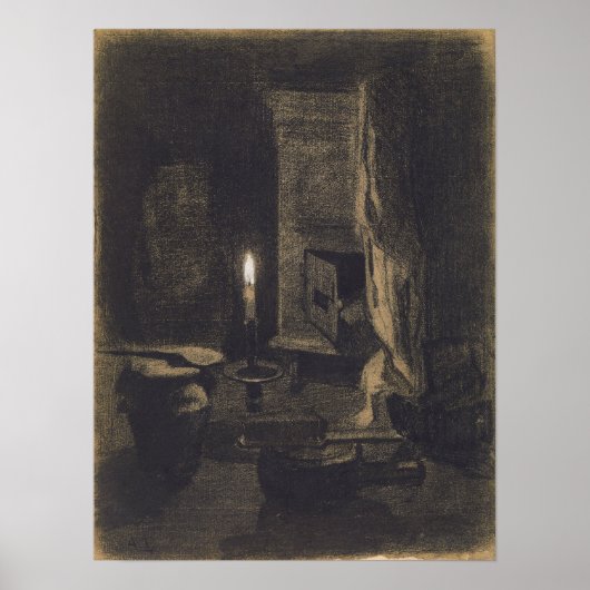 Lebourg – キャンドル付き静物詩 ポスター (正面)