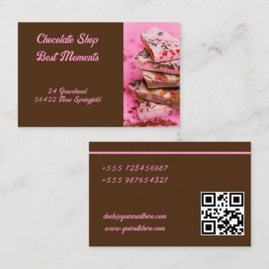 Leckerer Turm aus Erdbeer und Vollmilchschokolade 名刺 (正面/裏面)