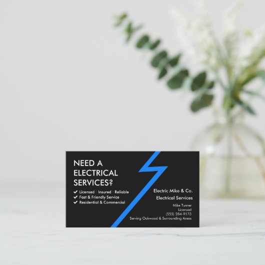 lectrician Business Card Template | Electrical Ser 名刺 (スタンド正面)