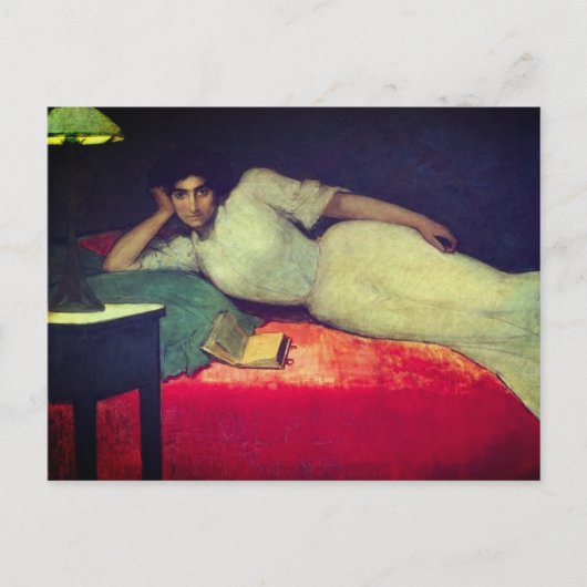 Lectura - by Julio Romero de Torres (1900) ポストカード (正面)