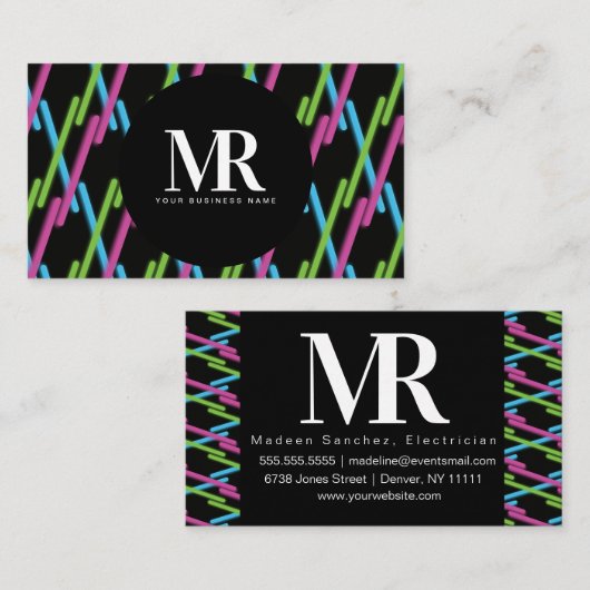 Ledライトストリップネオン照明ビジネスブランディング 名刺 (正面/裏面)