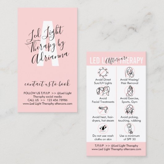Ledライトセラピーアフターケアガイド 名刺 (正面/裏面)