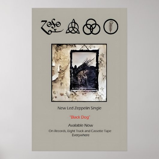 Led Zeppelin Four 1971 Promo Poster Print 1 ポスター (正面)
