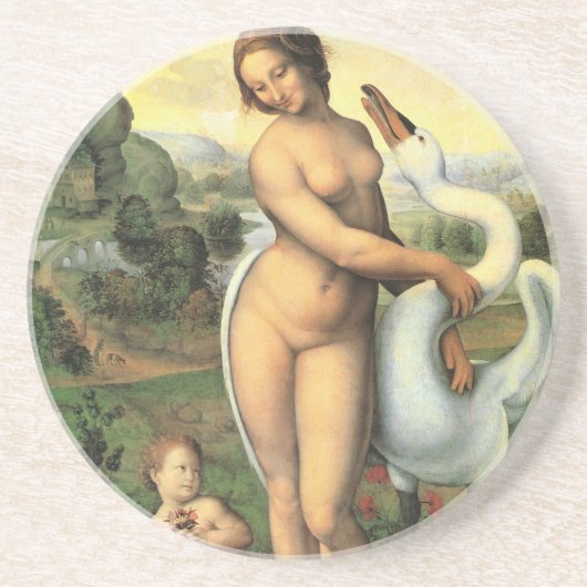 Leda and the Swan by Leonardo da Vinci コースター (正面)