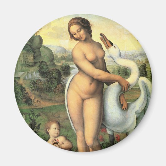 Leda and the Swan by Leonardo da Vinci マグネット (正面)