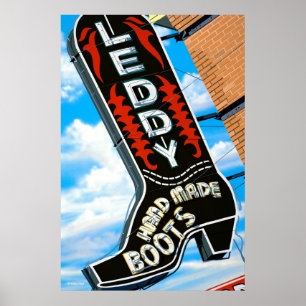 Leddyのブーツの店のレトロのネオンサインポスター ポスター