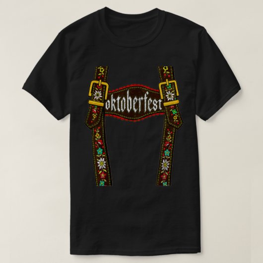 Lederhosen Suspenders Tee Oktoberfest Bavarian Mun Tシャツ (デザイン正面)