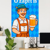 Lederhosen with Beerの漫画ウェイター ポスター (ホームオフィス)