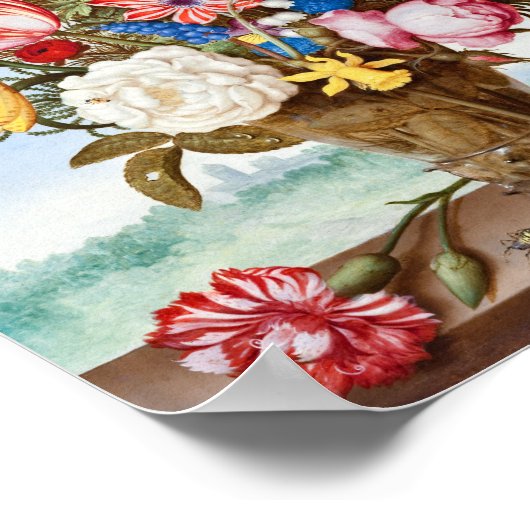 Ledge-Ambrosius Bosschaertの花の花束 ポスター (角)