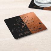 Lee Hiller Designs Accents Black Copper スクエアペーパーコースター (アングル)