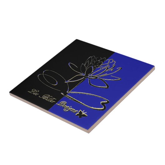 Lee Hiller Designs Accents Black Gold Blue タイル (側面)