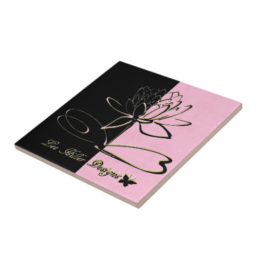 Lee Hiller Designs Accents Black Pink Gold タイル (側面)