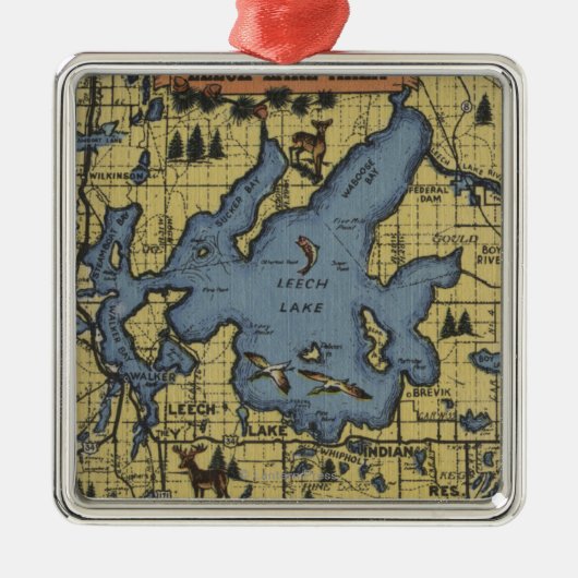 leech湖区域、ミネソタ-大きい手紙場面 メタルオーナメント (正面)