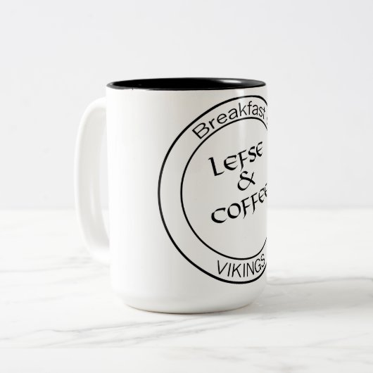 Lefse及びコーヒー-バイキングのマグの朝食 ツートーンマグカップ (正面左)