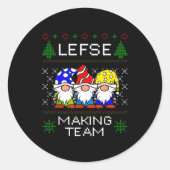 Lefse Making Team Ugly Christmas Sweater  ラウンドシール (正面)