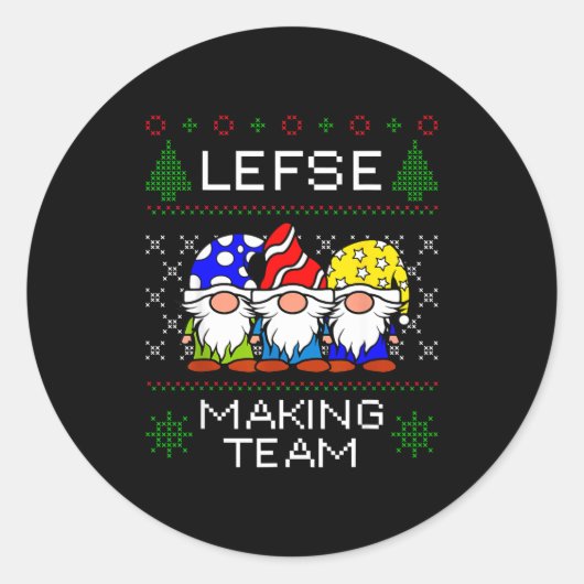 Lefse Making Team Ugly Christmas Sweater  ラウンドシール (正面)