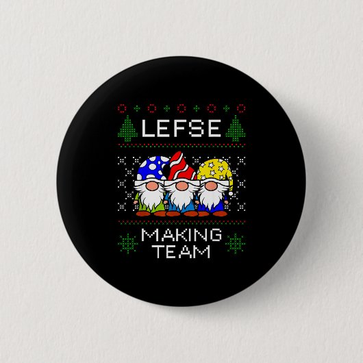 Lefse Making Team Ugly Christmas Sweater  缶バッジ (正面)