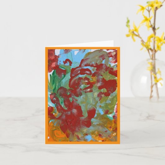 Left Hand abstract painting カード (黄色い花)