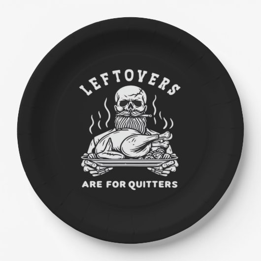 Leftovers Are For Quitters Skeleton Thanksgiving C ペーパープレート (正面)