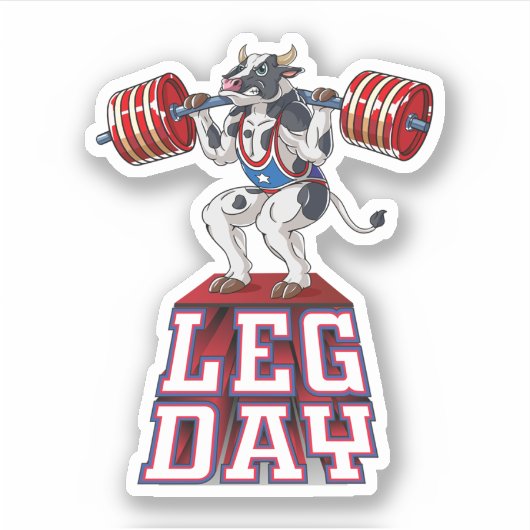 Leg Day Cow Weight Lifting Squat Gym. Perfect desi シール (正面)