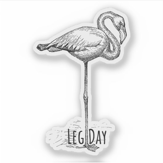 Leg Day Elegant Flamingo Fun Fitness シール (正面)