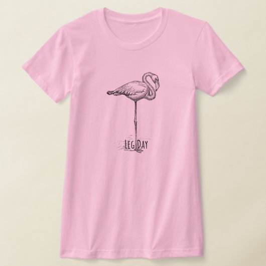 Leg Day Elegant Flamingo Fun Fitness Tシャツ (レイダウン)