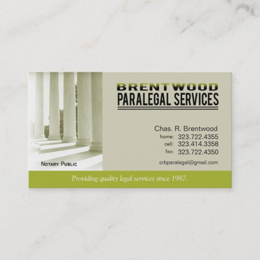 Legal1パラリーガルの法律事務所は公証人を整備します 名刺 (正面)