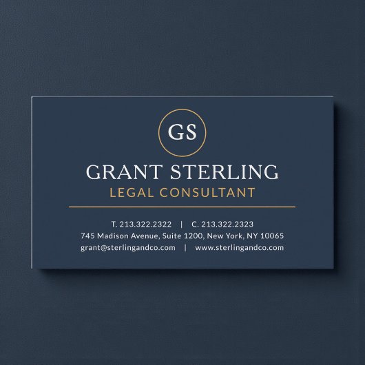 Legal Consultant Navy Blue Gold Luxury 名刺