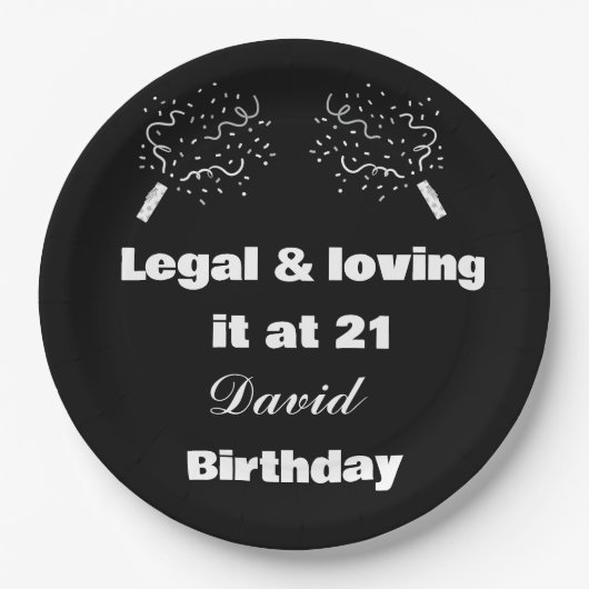 Legal & Loving It at 21 Black&White 21st Birthday ペーパープレート (正面)