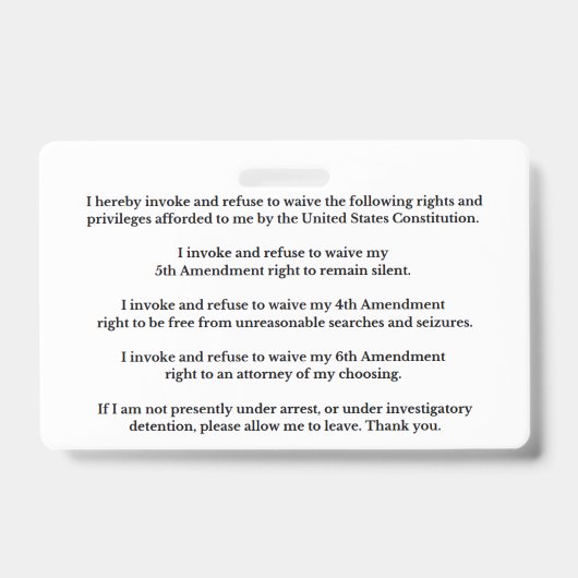 Legal Rights And Privileges Card バッジ (正面)