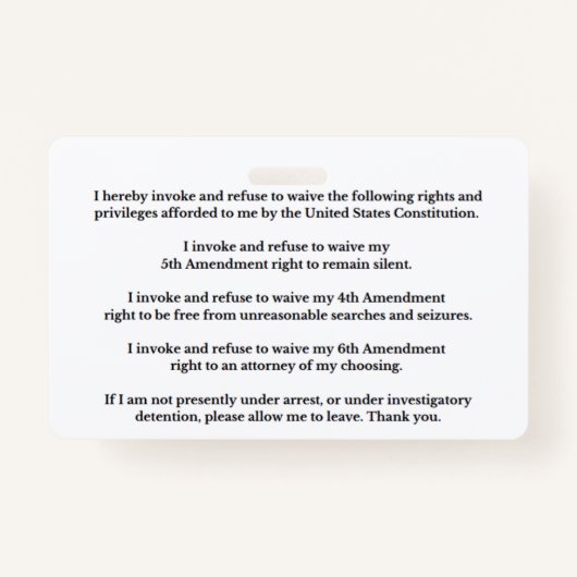 Legal Rights And Privileges Card バッジ (正面)