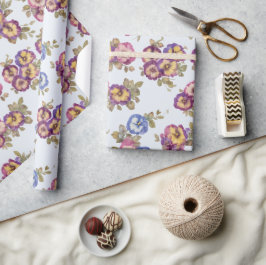 legant Vintage Pansy Floral Wrapping Paper Roll ラッピングペーパー