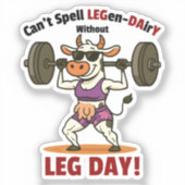 Legen-Dairy Leg Day – Funny Cow Squat Workout シール (正面)