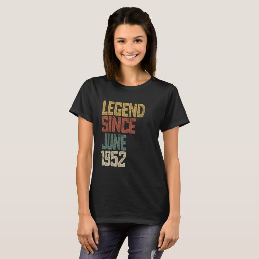 Legend 1952 73 Year Old Men Women Since June 73th  Tシャツ (正面フル)