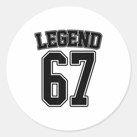 Legend 67 Six Seven Srts Number Varsity Team 67th  ラウンドシール (正面)