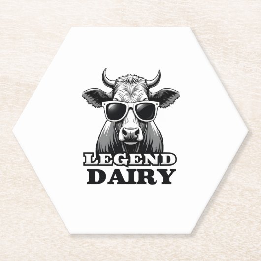 Legend Dairy Funny Farmer Cow Farmer Pun Graphic T ペーパーコースター (正面)