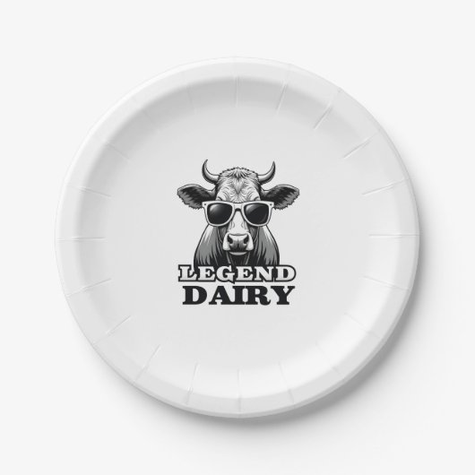 Legend Dairy Funny Farmer Cow Farmer Pun Graphic T ペーパープレート (正面)
