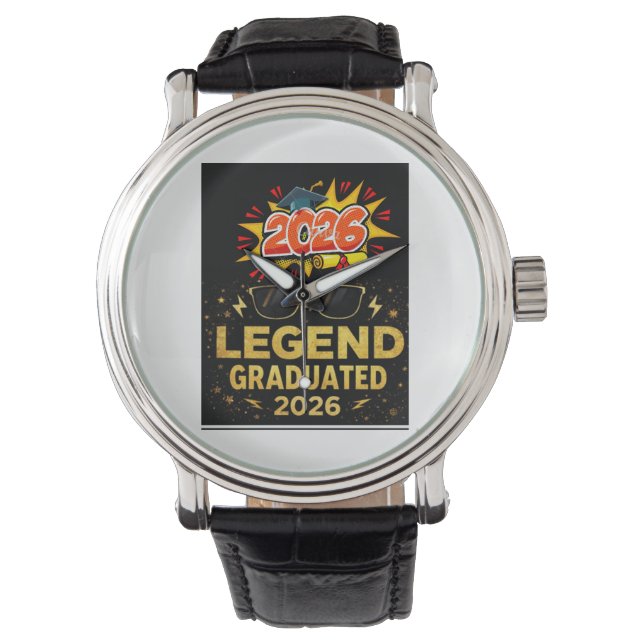 Legend Graduated 2026 おもしろ卒業デザイン |pos 腕時計 (正面)