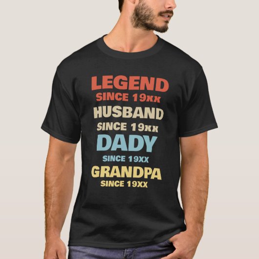 Legend Since 1965 Husband Daddy Grandpa T-Shirt Tシャツ (正面)