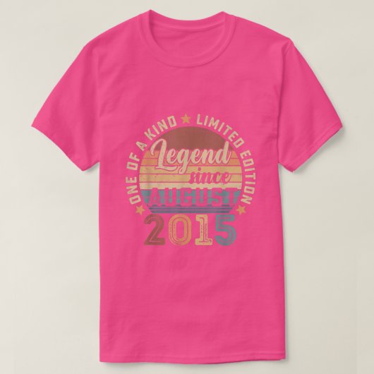 Legend Since August 2015 7th Birthday Gift 7 Years Tシャツ (デザイン正面)