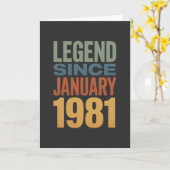 Legend Since January 1981 Retro Birthday Classic カード (黄色い花)