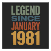 Legend Since January 1981 Retro Birthday Classic ポスター (正面)
