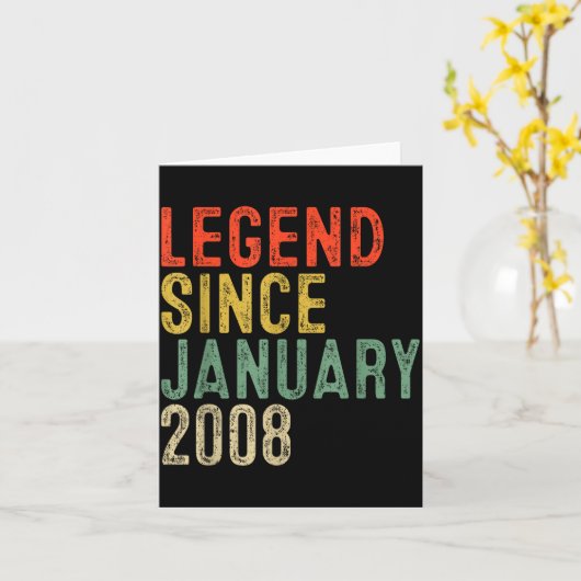 Legend Since January 2008 18th Birthday 18 Year Ol カード (黄色い花)