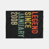 Legend Since January 2008 18th Birthday 18 Year Ol フリースブランケット (正面(横))