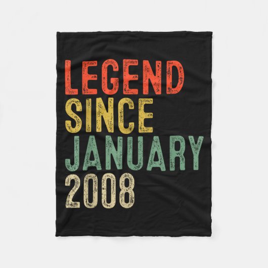 Legend Since January 2008 18th Birthday 18 Year Ol フリースブランケット (正面)