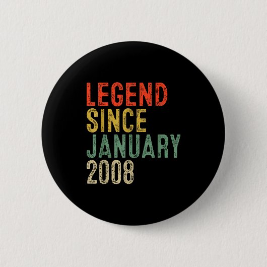 Legend Since January 2008 18th Birthday 18 Year Ol 缶バッジ (正面)