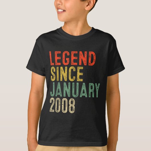Legend Since January 2008 18th Birthday 18 Year Ol Tシャツ (正面)