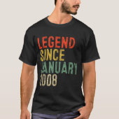 Legend Since January 2008 18th Birthday 18 Year Ol Tシャツ (正面)