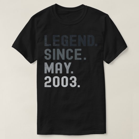 Legend Since May 2003  18 Years Old 18th Birthday  Tシャツ (デザイン正面)